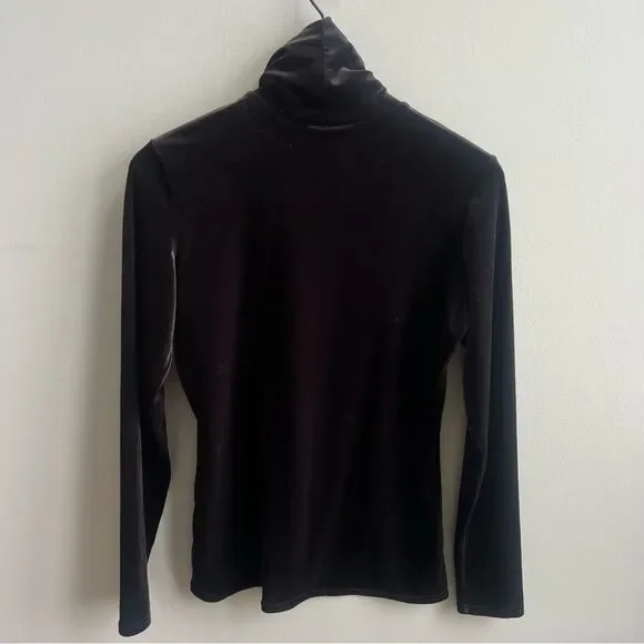 SnoSkins Vintage Black Velvet Base Layer Top Turtleneck Size Large Ski Layer - Picture 7 of 11